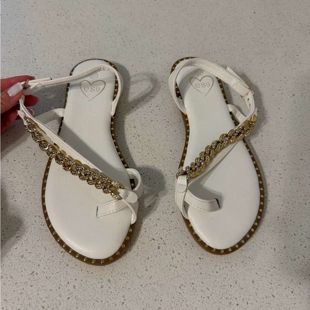 Elegant White and Gold Women's Sandals